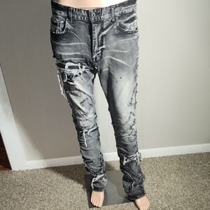 Men's Distressed Black Skinny Jeans